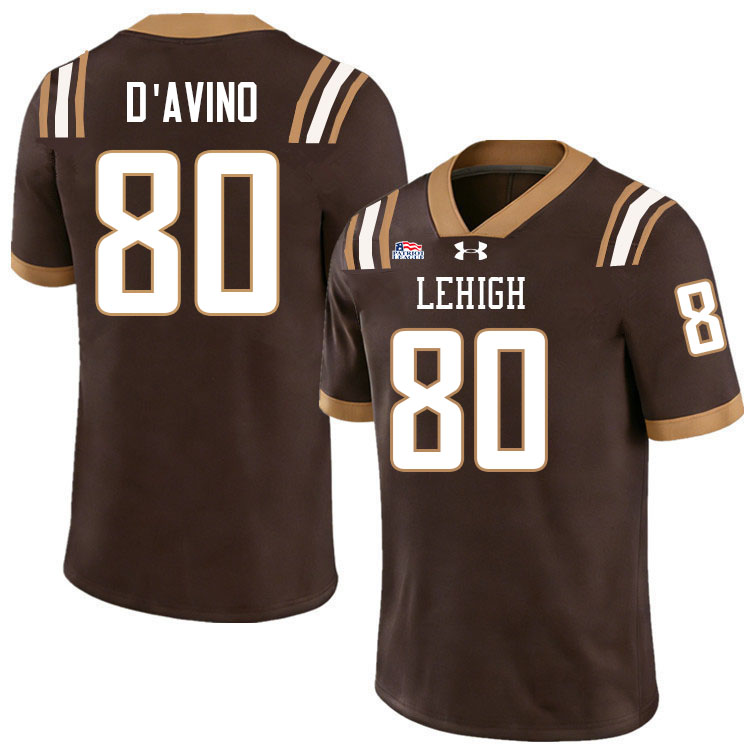 Lehigh Mountain Hawks #80 Matt D'Avino College Football Jerseys,Uniforms-Brown